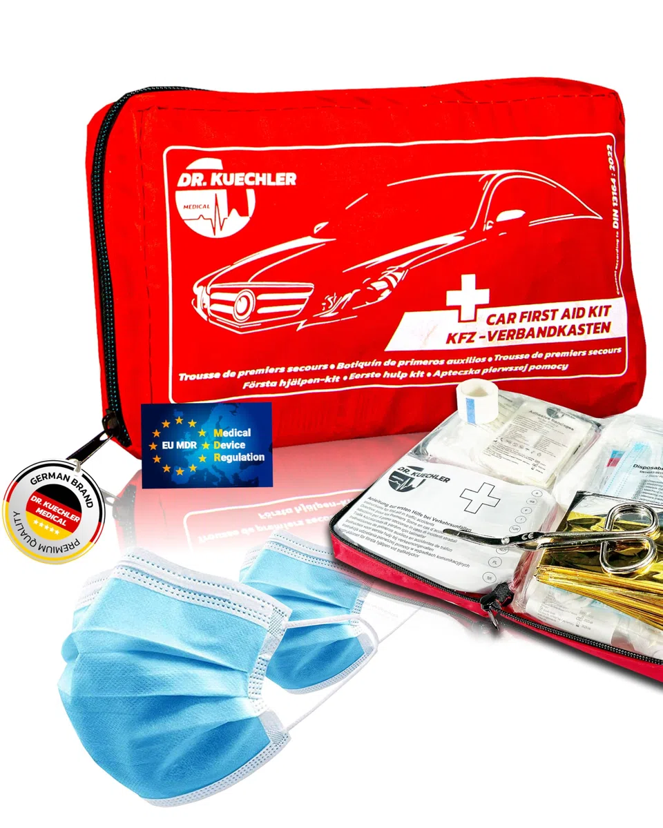 Trousse de secours automobile de qualité, dernière norme DIN 13164 : 2023, trousse de secours voiture 2023, kit de premiers secours complet voiture