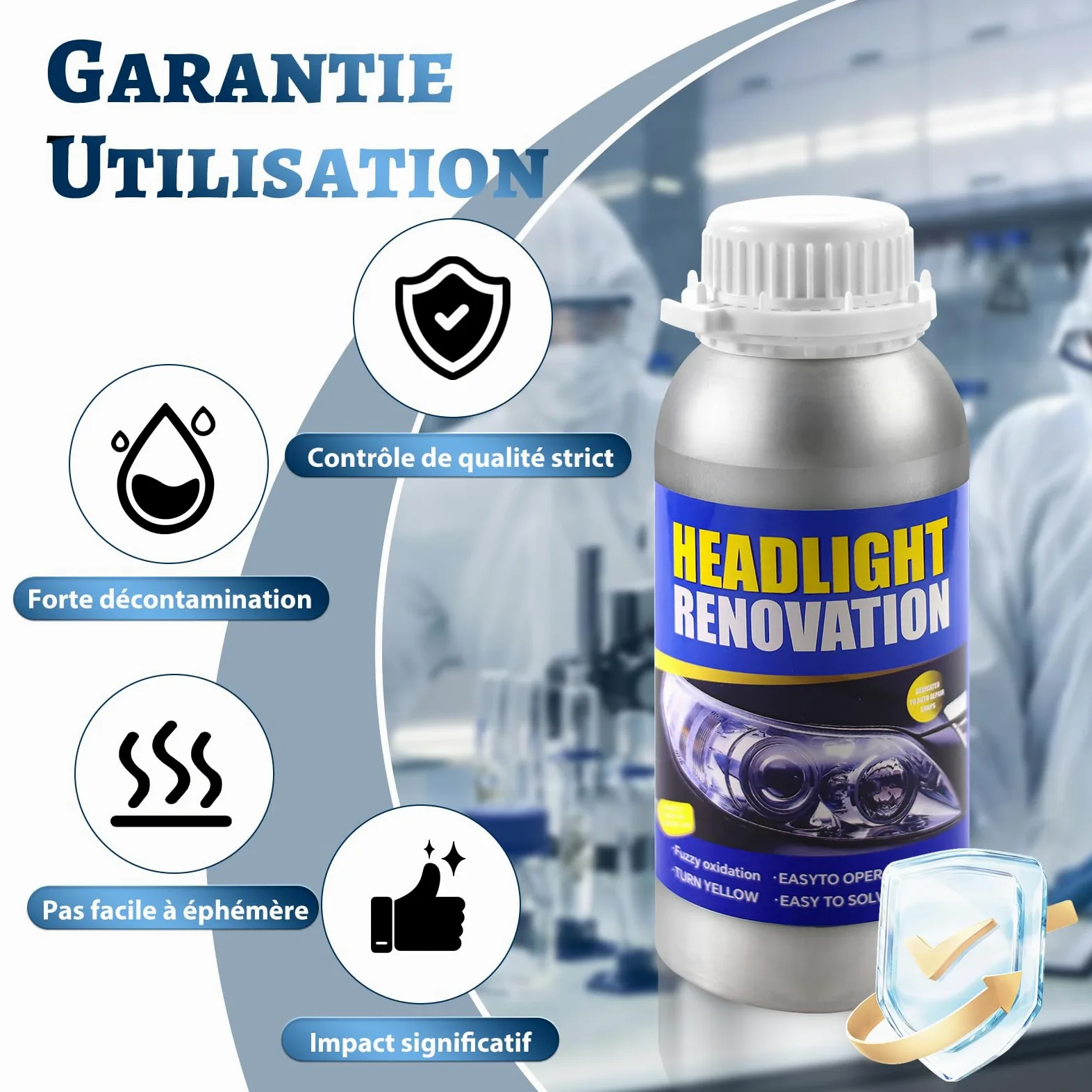 Renovateur Phare,Renovateur Phare Voiture 800G,Kit Renovation Phare Voiture,Kit Polissage Phare Voiture,Kit Restauration Phare de Voiture pour Oxydation/Jauni/Rayures/Flou