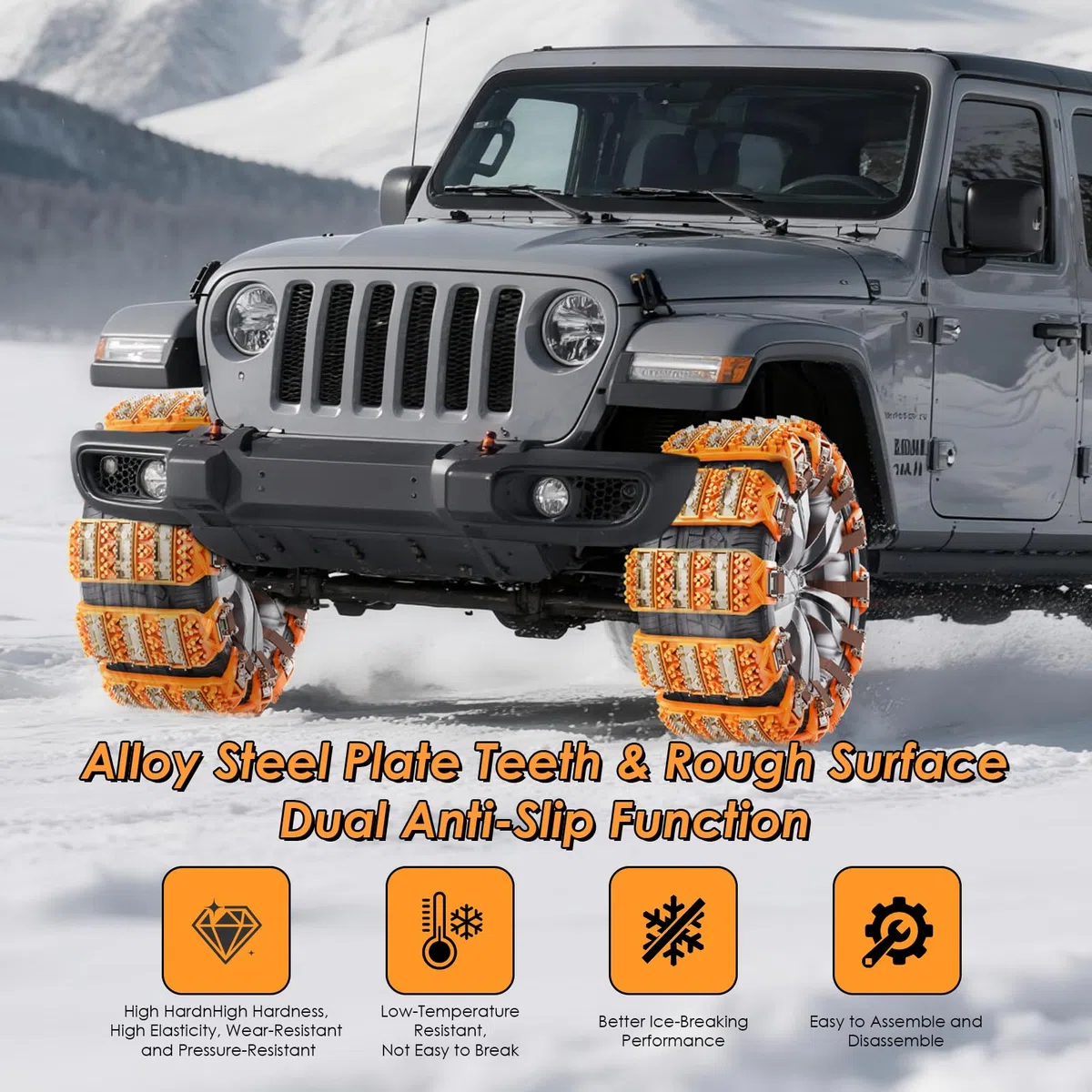 Chaînes à Neige pour Auto, 8 Pièces de Chaînes Universelles pour Chaine Voiture Neige, Chaine a Neige d'Urgence pour Pneus, Réglables pour Camions, Suv, Voitures (165-275mm)